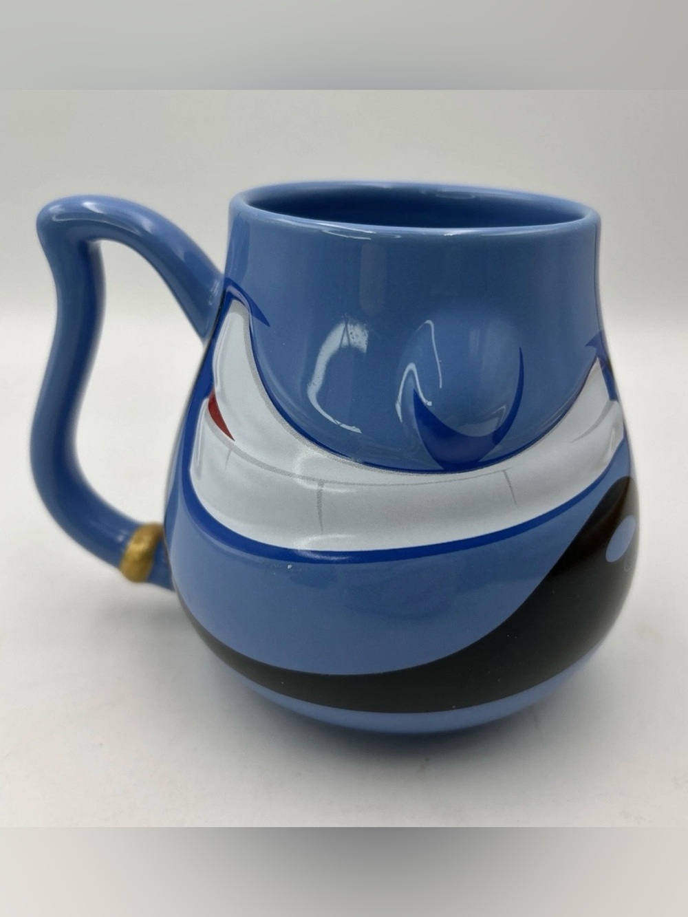 Disney Parks Aladdin Genie Face Ceramic Mug Blue Big Coffee Cup 3D Sculpted Vtg